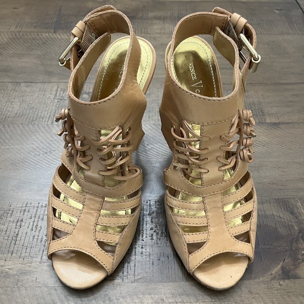 Vince Camuto Gladiator Women's Brown Leather High Heel Strappy Sandals‎ 8.5